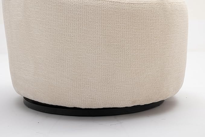 COLAMY Chenille Fabric 360 Swivel Accent Chair Beige