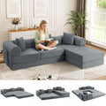 106.3 L Shape Convertible Sleeper Sofa Bed Oversized Modular Sectional Cloud Sofa with Fixed-Shape Frame &amp Storage Pocket Boneless Couch for Living Room No Assembly Required Dark Gray