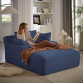 49.2 Oversized Chaise Lounge Chair IndoorCorduroy Boneless Reading Chair with 3 PillowsDeep Seat Cloud Sofa BedComfy Modern Sleeper Chairs in Box for Living Room BedroomNo Assembly(Blue)