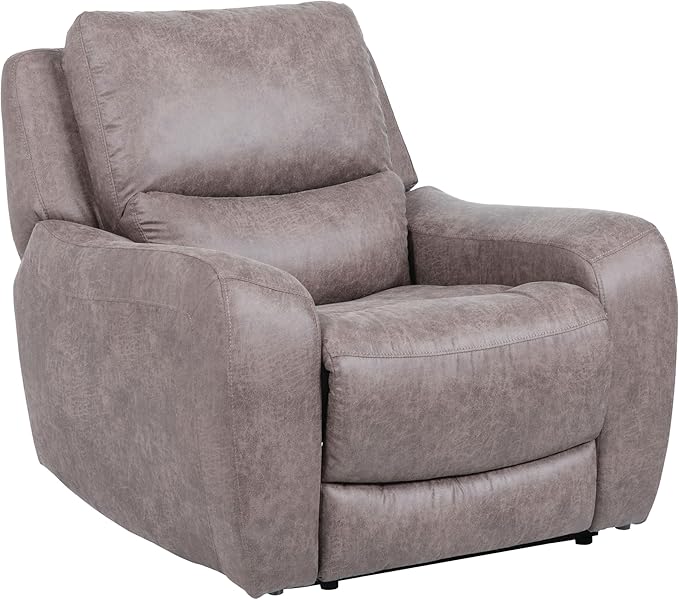 Furniture of America Romilly Modern Oversized Power Reclining Chair with USB Ports Electric Recliner Comfortable Lounge Couch for Living Room Office Bedroom Brown