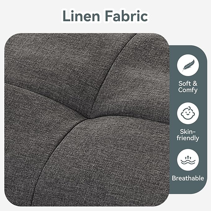 Opoiar Convertible Futon Sofa Bed Grey Linen Futon Couch with Adjustable Backrest &amp Armrests Folding Small Recliner Sleeper Sofa Bed for Living Room Apartment Office