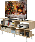 Lightdot 55 Inch TV Stand up to 65 Inch TVs Large Storage for Collection with 6 Open Shelves Sturdy Media Console Table for Living Room/Entrance/Kitchen/Sofa Cabinet Easy Assembly Walnut