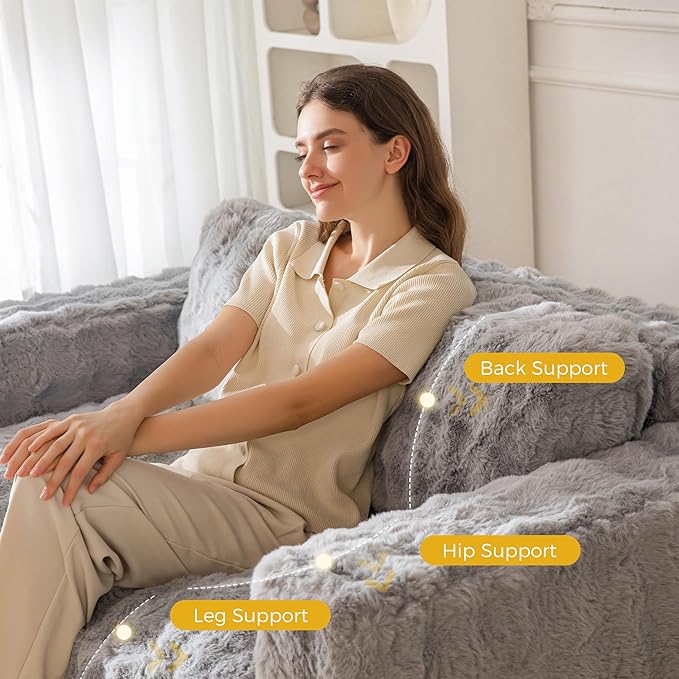 MAXYOYO Loveseat Sofa for Living Room Small Sofa Couch Tufted Boneless Couch Comfy Bean Bag Chair for Small Space Bedroom Apartment No Assembly Needed Grey