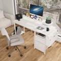 47.3 Office Desk with Power Outlet2 Monitor Stands2 DrawersSide PocketEasy to AssembleFrame Stability Reversibleuse for Home Desk Computer Desk Game TableWhite