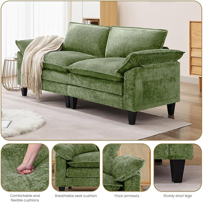 83 Loveseat SofaCloud Couch for Living RoomComfy Love Seat with Double Cushion2 PillowsRemovable Cover for Bedroom Apartment and Office