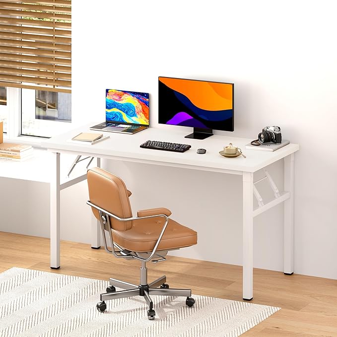 Folding Desk 47 inch No Assembly Folding Desks for Small Spaces Sturdy Foldable Computer Desk Functional Home Office Desks Study Writing Desk Office Table Workstation for Home Office Outdoor