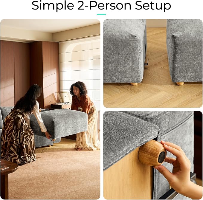 LINSY HOME Ottoman Modular Sectional Oversized Couch 37 Wide Ultra Soft Cloud Couch Ottomans Convertible Sectional Sofa for Living Room Apartment Dorm Room