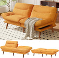 Amada 66 Convertible Futon Sofa Bed Corduroy Folding Futon Set with Adjustable Backrest &ampArmrests Recliner Lounge for Living Room Apartment or Office Solid Wood Frame Loveseat Sofa - Orange