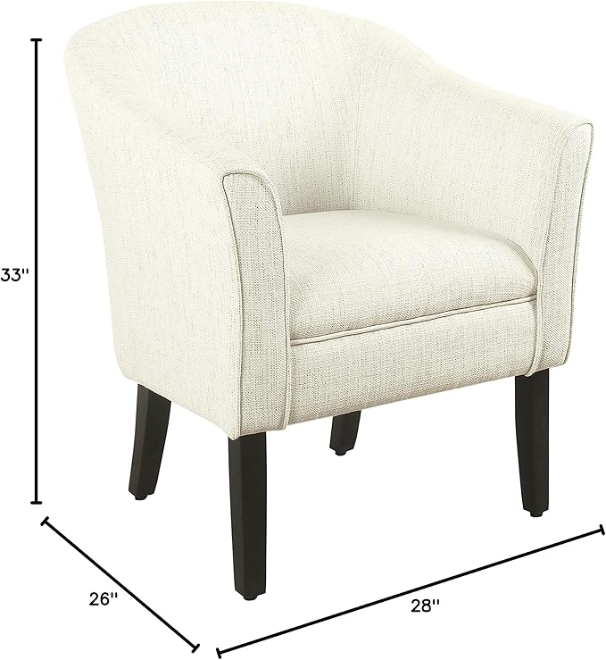 HomePop Barrel Shaped Accent ChairArm Rest White and Black