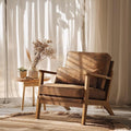 VINGLI Solid Wood Wide Armrests Accent ChairUpholstered Mid Century Modern Chair with PillowComfy Reading Chair Farmhouse Arm ChairChairs Living RoomBedroomGuest RoomSuedeRustic