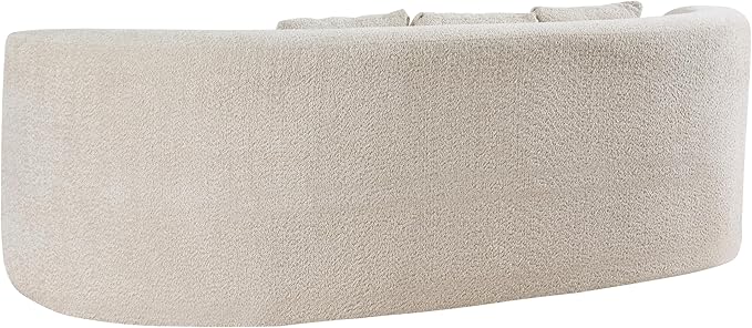 Christopher Knight Home Nomad Curved Sofa 90 Boucle Upholstered 3 Seater Couch with Decor Cushions Modern Cloud Couch with Deep Seat Fabric Upholstered Seating Set for Living Room Bedroom Beige