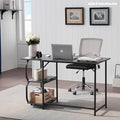 Anivia Gaming Computer Desk Small Home Office Desk with 2 Storage Shelves 47 Writing Desks Industrial Simple Style Wood Table Metal Frame for PC Laptop Notebook（Black） (47-B)