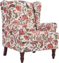 Chifee &amp Vingol Wingback Chair High Back Armchair Upholstered Living Room Chairs Comfy Single Sofa ChairRed
