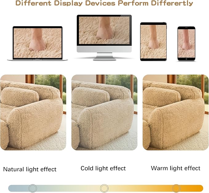 80.4-Inch Boneless Love Seat Couches in a Box Modern 2 Seat Floor Modular Foam Cloud Sofa Faux Fur Loveseat Couch W/Angle Armrests for Home Apartments Bedroom
