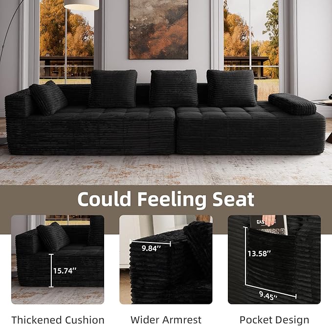 126 Modular Sleeper Couch Sectional Couches for Living Room Ergonomic Memory Foam Sleeper Sofa Oversized Loveseat Sofa Bed Bedroom Apartment Office | Ergonomic No Assembly Required