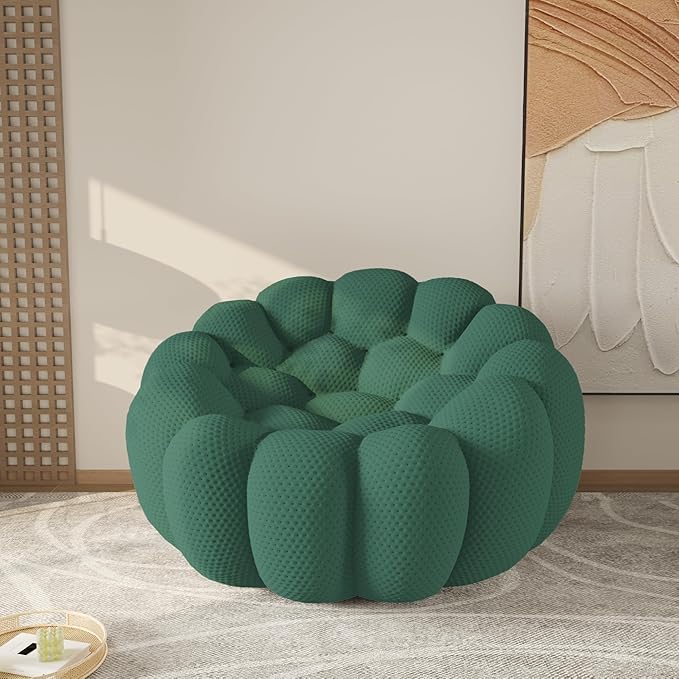 WJShome Modern Bubble Sofa Couch 48.43 Curved Sofas for Living Room Boneless Large Bean Bag ChairDeep Seat Single Couch Floor Sofas Chair Lounge for HomeGreen