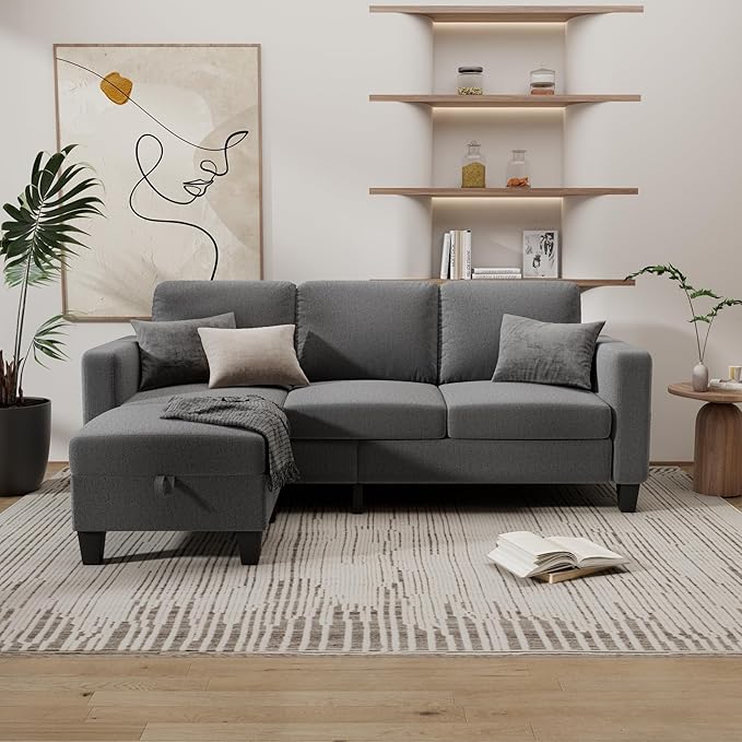 Sectional Couches for Living Room 78 L Shaped Sofa 3 Seat Modern Couch with Storage Ottoman Convertible Couches for Small Space Living Room Bedroom Apartment and Office