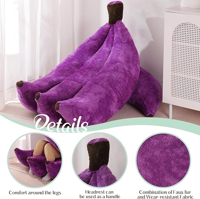 Banana Bean Bag Chair with Ottoman Floor Sofa Bed with Footrest Comfy Convertible Lounger for Teens &amp Adults Plush Couch for Bedroom Living Room or Dorm M-Violet