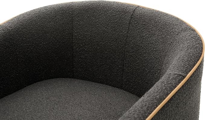 Christopher Knight Home Arlo 360° Swivel Accent Chair for Living Room Bouclé Upholstered Rotating Lounge Chair Indoor Barrel Swivel Chair with Iron Frame Curved Armrest and Padded Seat Dark Grey
