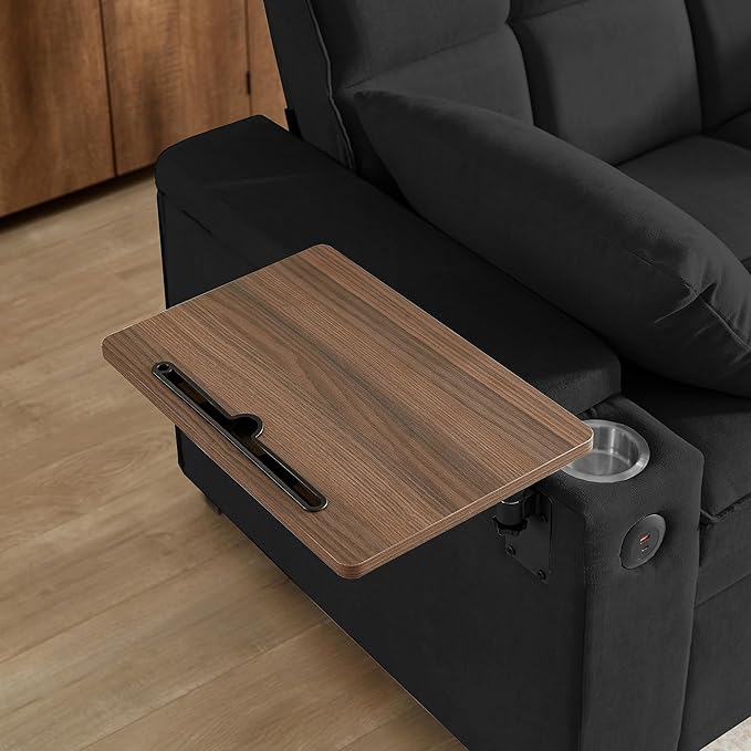 Eafurn Convertible Sleeper Sofa Bed with 360° Swivel Table &amp USB Ports Tufted Chenille Loveseat Pull-Out Couch with Storage Armrest &amp Cup Holders 6-Level Adjustable Backrest