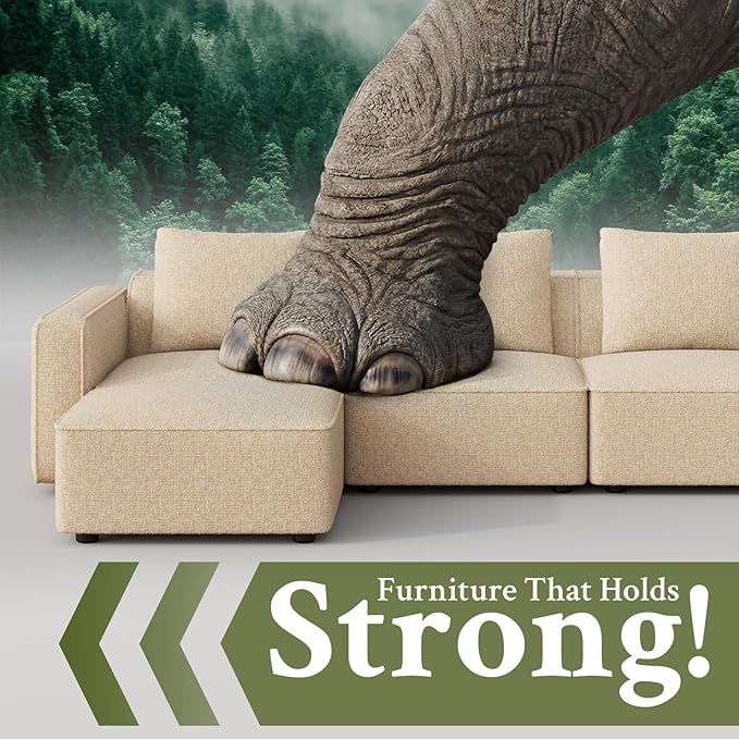 103 Sectional Couch Locked-in Modular Sectional Sofa Wood Frame Couches for Living Room 22 Deep Seat L Shaped Couch with Ottoman Chenille Cloud Sofa Tool-Free Setup Sofas for Living Room