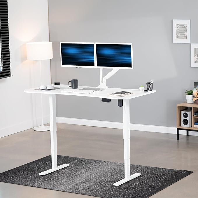 VIVO Electric 63 x 32 in Standing Desk Memory Height Adjustment 176 lb Frame Support 2E Series White Top White Frame DESK-KIT-2E1W