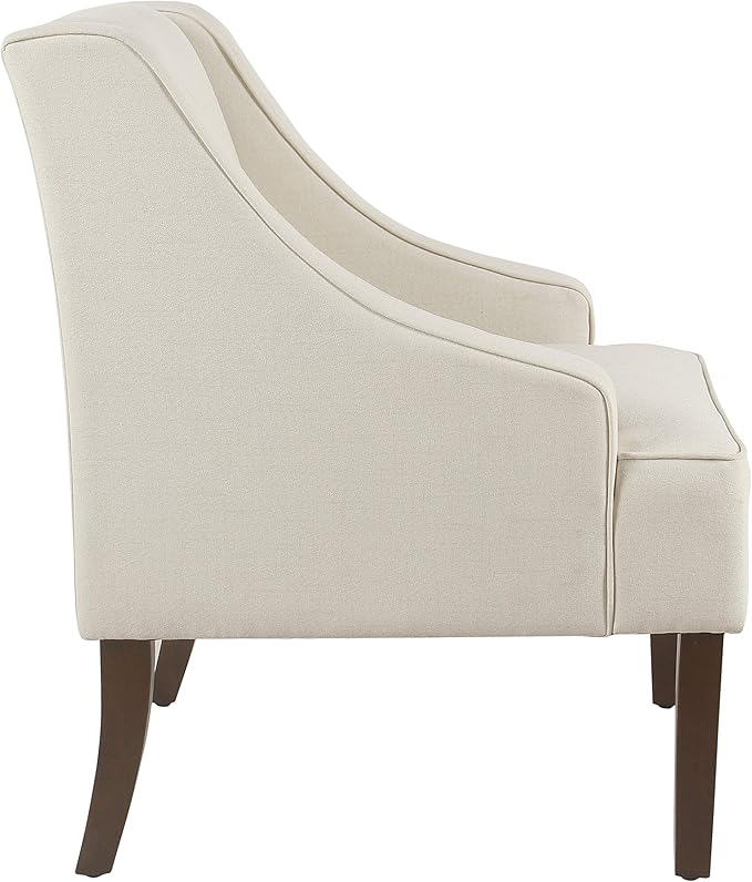 Homepop Upholstered Classic Swoop Arm Accent Chair Home DécorWarm Ivory