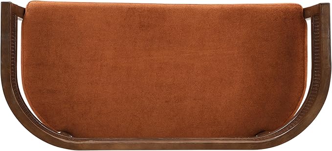 Christopher Knight Home Xiza Modern Fabric Upholstered Loveseat Sofa with Rubberwood Frame Comfy 2-Seater Sofa Couch and Rattan Backrest Love Seat Couches for Living Room Dark Orange + Walnut