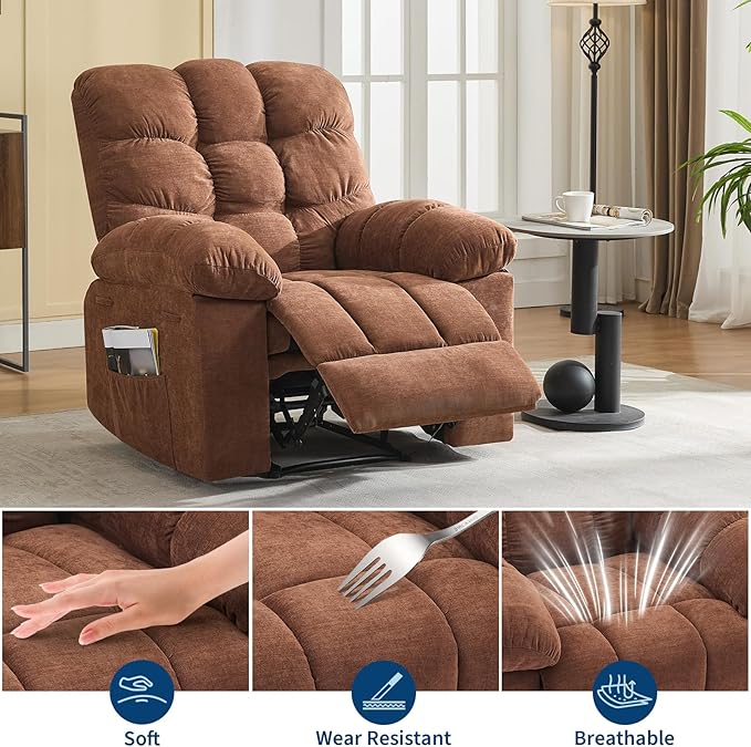 21.4in Wide Recliner ChairMassage &amp Heat Recliner Chair for AdultsHome Theater Seating with Lumbar SupportErgonomic Breathable Fabric Nursery Rocking Chairs for Living Room