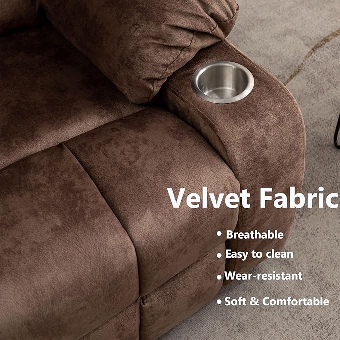 Oversized Power Lift Recliner Chair for Adult Elderly Dual Motor Lay Flat Electric Recliner with Massage &amp Heat 25.5 Wide Seat Big Tall Recliners for Living Room Velvet Brown