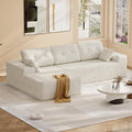Ball &amp Cast 106 Cloud Modular Sectional Sofa Boneless Corduroy Couch with Deep Seat Comfy L-Shaped Sectional Modern Upholstered Sofa for Living Room No Assembly (Beige Left Facing Chaise)