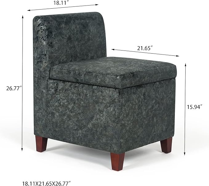 Joveco Accent Chair with Storage Fabric Upholstered Vanity Chair Seat with Removable Lid Modern Single Sofa for Living Room Bedroom Reading Room (Grey with Gold)