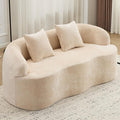 67 Curved Loveseat Sofa with 2 Pillows Boneless Curved Couch with Round Armrest Cloud Sofa for Living Room Bedroom Small Spaces Teddy Modern Compressed No Assembly (Beige Warm)