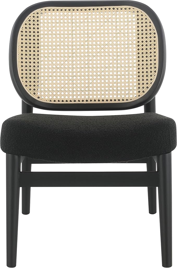 Coaster Home Furnishings - Rayo - Wood - Cane Back Upholstered Accent Chair with Armless Design Cushioned Seat and Tapered Legs - Living Room - Black - 900620