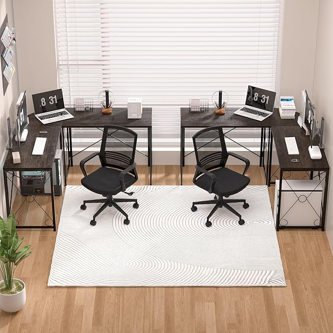 VECELO 59 L Shaped Computer Desk Corner Computer Desk Sturdy Home Office Computer Table for Small Space Writing Desk Larger Gaming Desk WorkstationGray