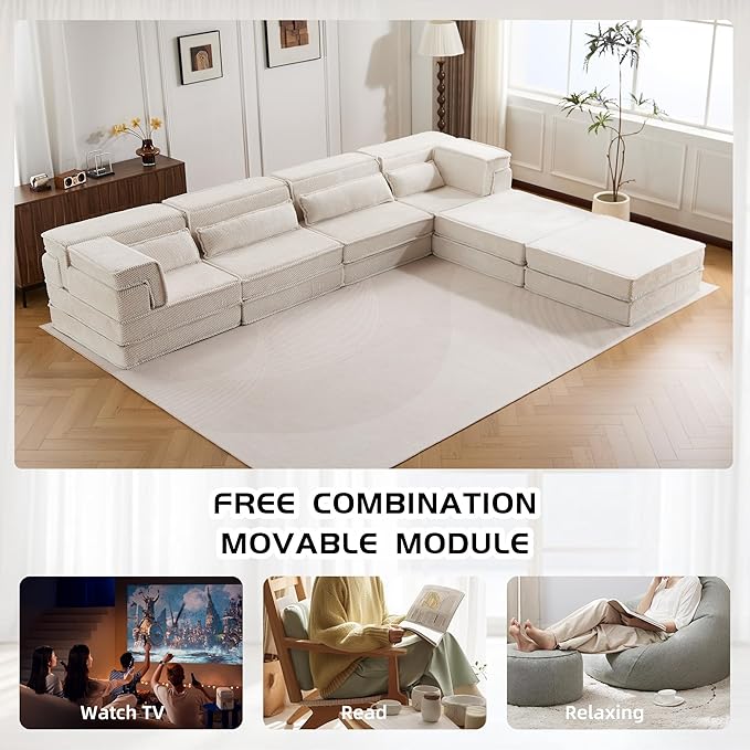 KEIKI 2Seat Modular Velvet Sofa Couch with Chaise Memory Foam for Modern Home Small Space Style Conscious Minimalists Warm Inviting Comfy Supportive Rest Space Elegant Premium Design White