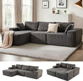 Apicizon 113 Boneless Sectional Couch for Living Room L Shaped Sectional Sofa Couch with Chaise Longue 3 Deep Seat Modular Sofa for ApartmentNo Assembly Required (Plush Corduroy Gray)