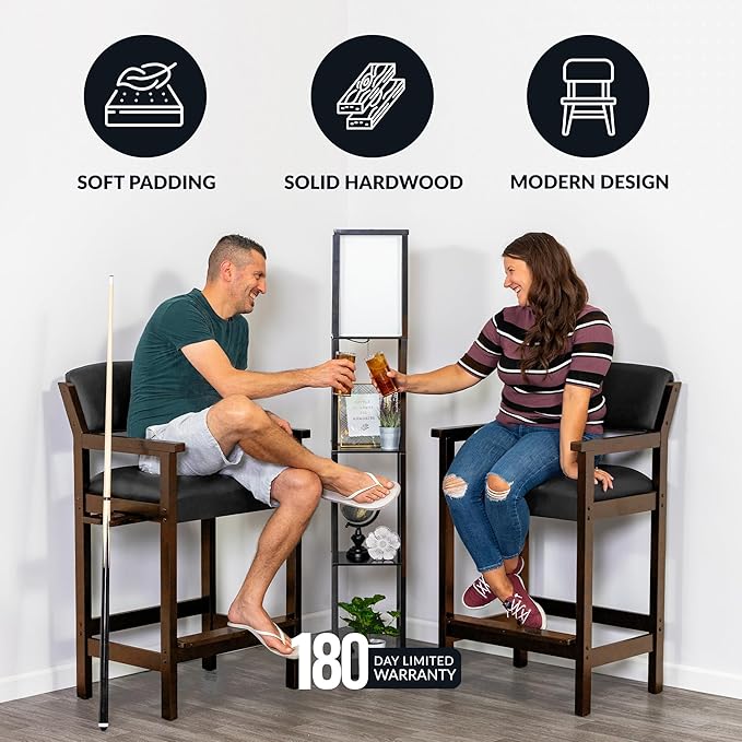 Hathaway Cambridge Spectator Chair – Billiard Stool with Cushioned Seat Footrest and Storage – 25 L x 22.5 W x 44.25 H with 30.5 Seat Height - Pool Table Accessories and Decor