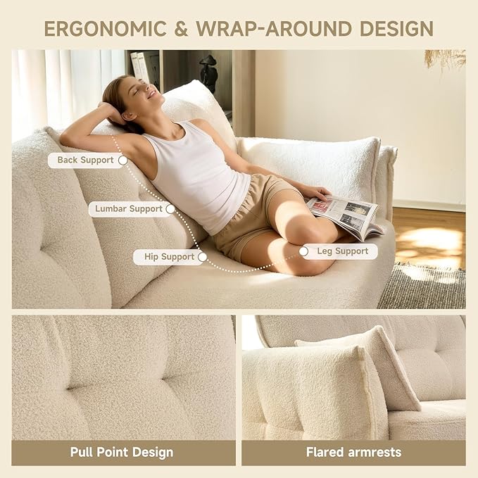 85.8 Modern Loveseat Sofa Love Seat Couches for Living Room Button Tufted Upholstered Furniture Solid &amp Easy to Install Small Couch for Bedroom Office Apartment