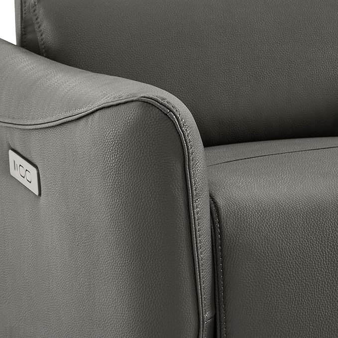 CHITA Power Recliner Chair Swivel Glider FSC Certified Upholstered Faux Leather Living Room Nursery Reclining Sofa Chair with Lumbar Support Charcoal