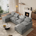 OUYESSIR 135 U Shaped Sectional Cloud CouchGrey Sectional Couches for Living RoomComfy Fluffy Chenille Oversized Cloud CouchModular Sectional Sofa with Central Console &amp Double Chaise Lounge