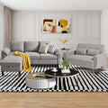 2 Piece Sectional Sofa Set 3-Seater L Shaped Couch with Storage Ottoman 2 Seat Loveseat Comfy Sofa Set Polyester Fibre for Living Room Light Grey