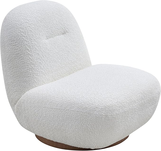 31 Swivel Boucle Accent Chair Modern Minimalist 360° Rotation Comfy Upholstered Lounge Chair No-Assembly Barrel-Style Armchair for Living Room Bedroom Apartment or OfficeWhite