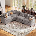 CDCASA 117 Oversized Modular Sectional Sofa with Corner Comfy L-Shaped Cloud Couch 4-Seater Chenille Deep Seat Modern Sofa Couch for Living Room DIY Combination Grey