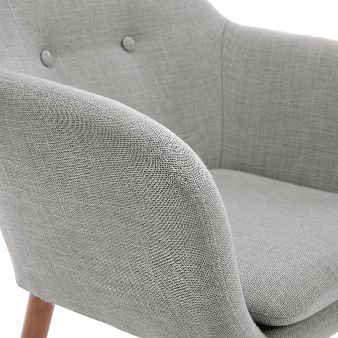 Elle Decor Roux Mid-Century Living Room Accent Armchair Soft Sofa Upholstered Linen Fabric Cushion Seat Chair