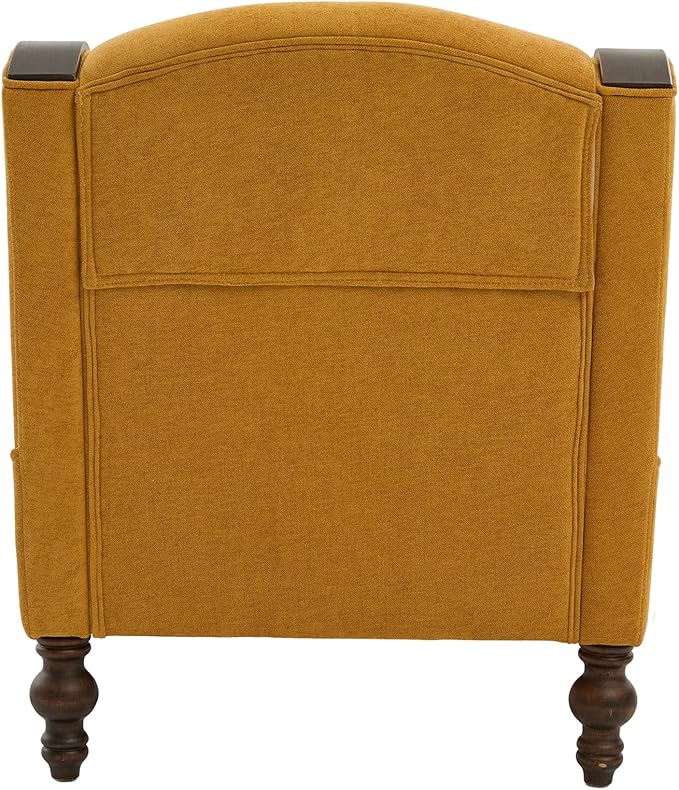 Upholstered Oversized Chaise Lounge Chair Solid Wood Frame Comfy Arm Chair with Thick Double-Layer Cushion Curved Armrests Modern Overstuffed Sleeper Recliner for Bedroom Living Room (Yellow)