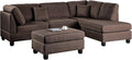 Poundex Bobkona Dervon Linen-Like Left or Right Hand Chaise Sectional with Ottoman Set Chocolate