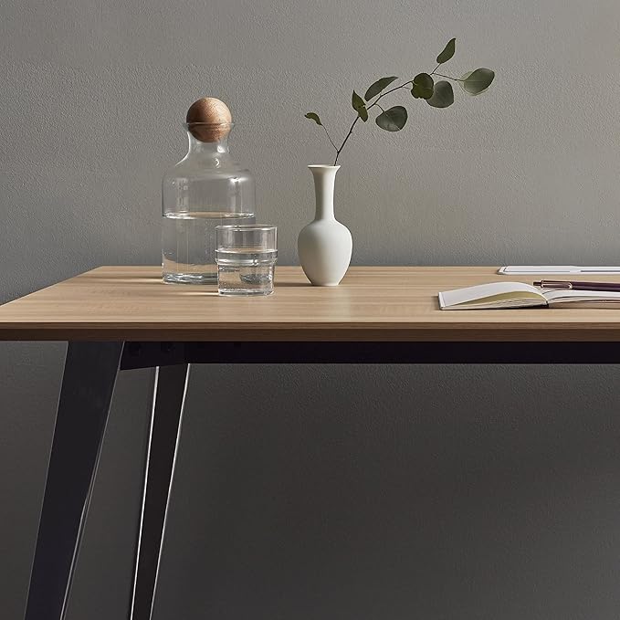 Branch Office Desk - Modern Home Office Desk - Efficient Cable Management and Fast Assembly - Compact Workstation for Home or Apartment - 48” Fog Top - Mirror Base