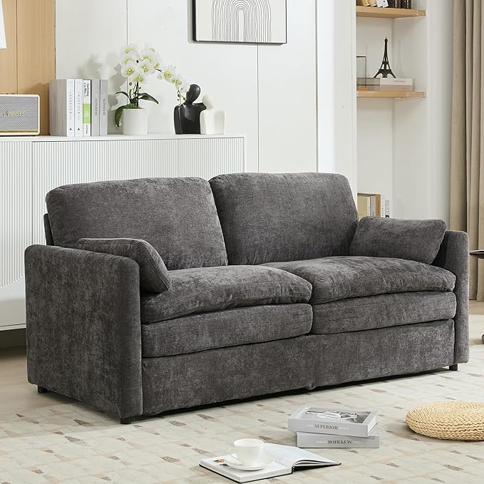 68.1 Oversized Cozy Upholstered Loveseat Sofa Oversized Comfy Comfy Cloud Sofa Double Cushion Loveseat Sofa Plush Cushion Sofa Couch for Living Room Office Apartment (Grey-2c)