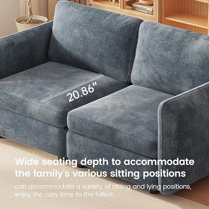 Guyii L Shaped Modern Sofa Modular Sectional Couch with Ottoman 7 Seater Deep Seat Sofa for Living Room Bedroom Apartment Office (2 Seats)